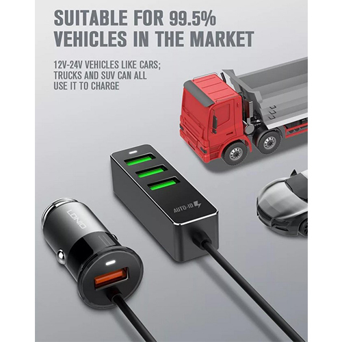 لدنيو – شاحن سيارة مع 4 منافذ USB بقوة 3.4 أمبير (كود:44)