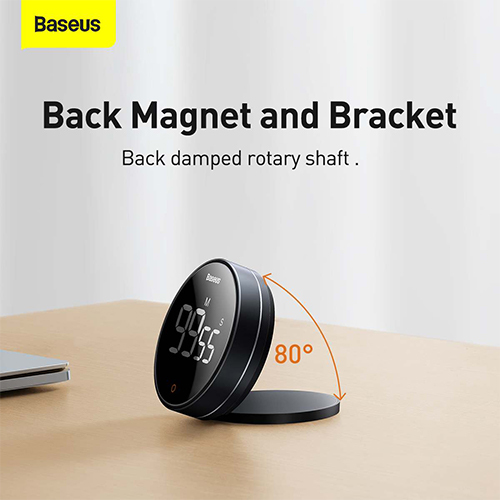 Baseus Heyo Rotation Timer Pro Magnetic Digital Alarm Clock - Dark Gray - FMDS00013 (Code:210)