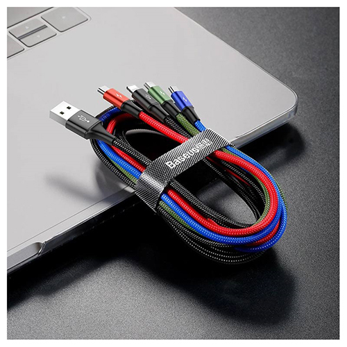 بيسوس كيبل 4×1 [2 شحن لايتنينج 8 pin + شحن مايكرو USB + شحن USB من النوع C] (كود:212)