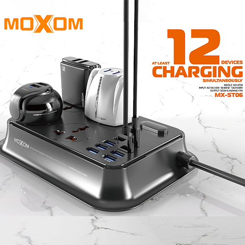مكسوم، موزع كهرباء 4 مقابس تيار متردد + 2  تايب سي + 6 USB – شحن سريع 3.5 أمبير -2500 واط (كود:84)
