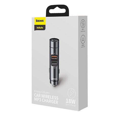 بيسوس شاحن سريع 2 USB وبلوتوث ومحول الصوت MP3 مشغل موسيقى وأضاءة LED الرقمية (كود :153)