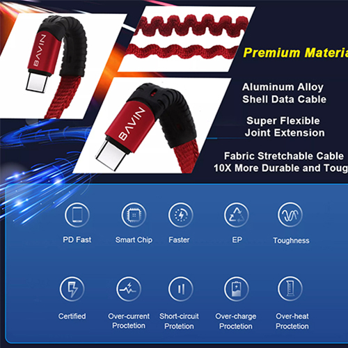 Bavin Cable CB-172 Charging and Data Transfer Cable 2.4A Length 1 Meter (Micro / Type C) (code: 64)