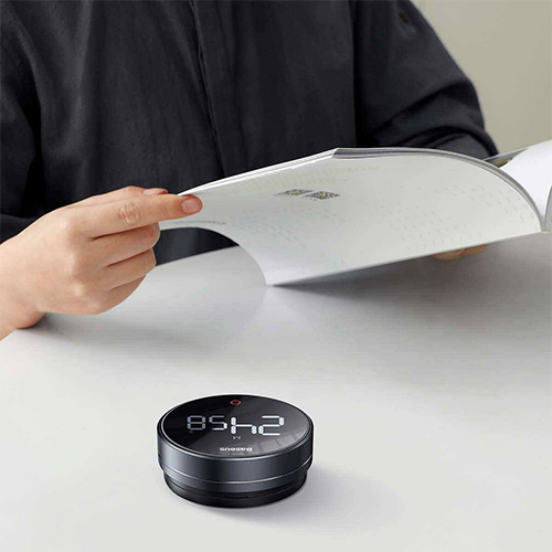 Baseus Heyo Rotation Timer Pro Magnetic Digital Alarm Clock - Dark Gray - FMDS00013 (Code:210)
