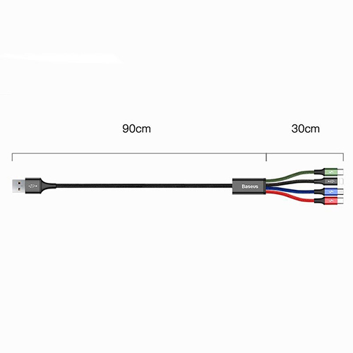 بيسوس كيبل 4×1 [2 شحن لايتنينج 8 pin + شحن مايكرو USB + شحن USB من النوع C] (كود:212)