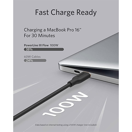أنكر - كيبل باور لاين II فلو USB-C الى USB-C - كيبل 100 واط (6 قدم / 1.8 متر) (كود:250)