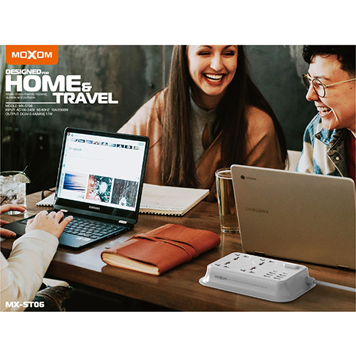 مكسوم، موزع كهرباء 4 مقابس تيار متردد + 2  تايب سي + 6 USB – شحن سريع 3.5 أمبير -2500 واط (كود:84)