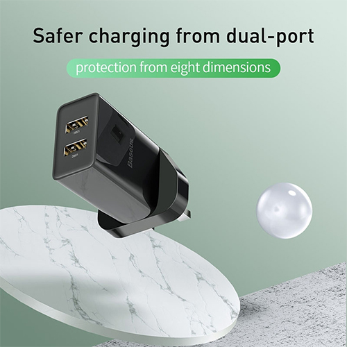 شاحن من بيسوس 2 USB مزدوج - 10.5W  تصميم خفيف الوزن ومحمول (كود :37)
