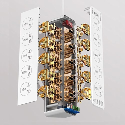 لدنيو -  مشترك الشحن السريع 5 مقابس كهرباء+ 5 منافذ USB + منفذ 1 PD - موديل SC10610 (كود:40)