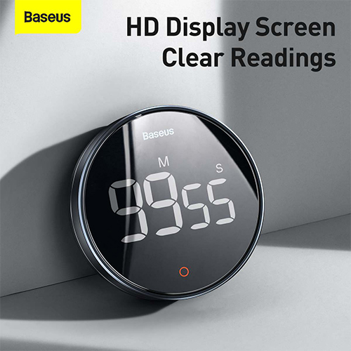 Baseus Heyo Rotation Timer Pro Magnetic Digital Alarm Clock - Dark Gray - FMDS00013 (Code:210)