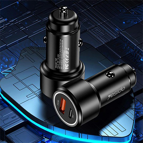 Yesido Car Charger With Type-C And USB Port 42W - Black (Code:240)