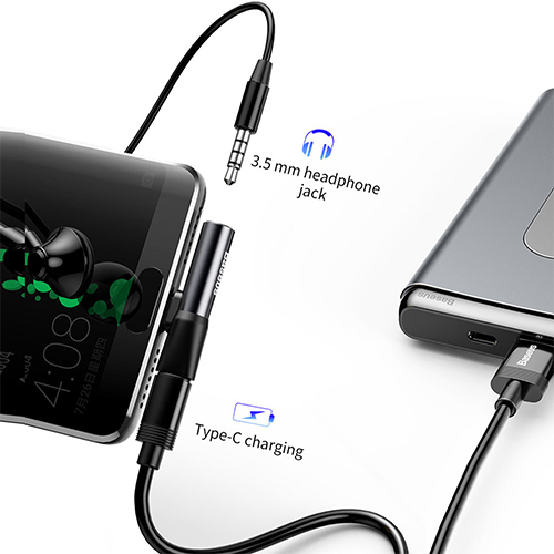 Baseus Adapter Connector 3.5mm Headphone Jack and Type C Port Model (CATL41-01) (Code:259)