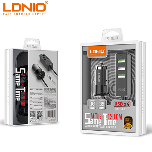 لدنيو – شاحن سيارة مع 4 منافذ USB بقوة 3.4 أمبير (كود:44)