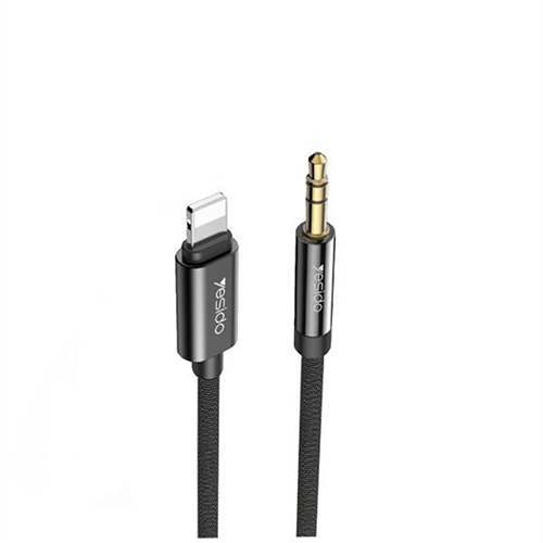 كيبل محول الصوت Lightning  إلى Aux Jack 3.5 ملم ، طوله 1.2 متر ، أسود(كود:170)