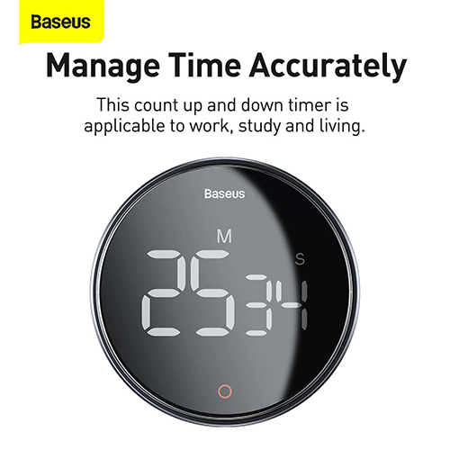 Baseus Heyo Rotation Timer Pro Magnetic Digital Alarm Clock - Dark Gray - FMDS00013 (Code:210)
