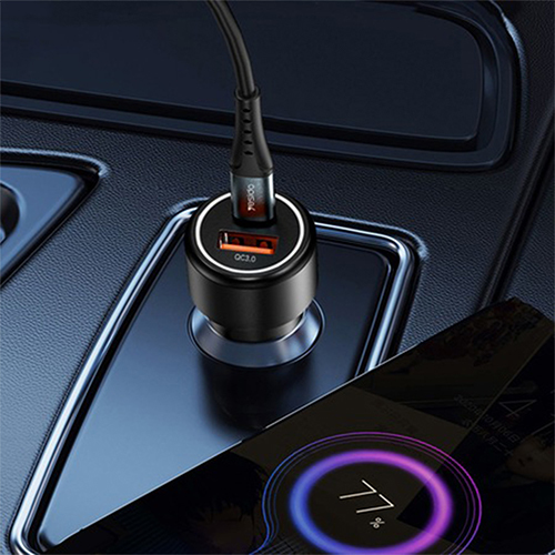 Yesido Car Charger With Type-C And USB Port 42W - Black (Code:240)