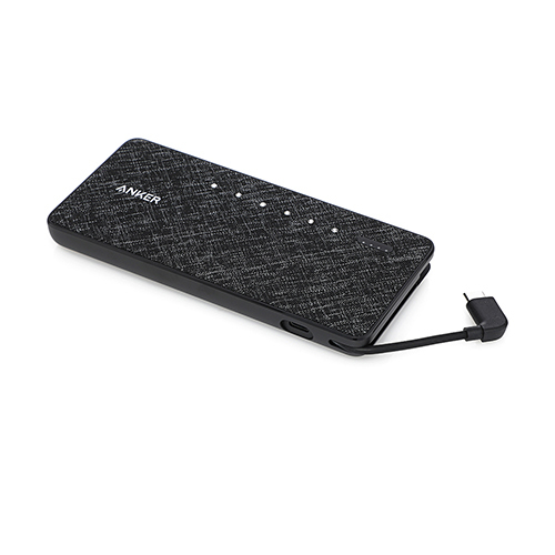 انكر - بطارية إحتياطية باور كور + ميترو بلس سعة 10,000mAh مع كابل USB-C مدمج - أسود (كود:229)