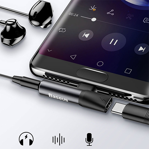 Baseus Adapter Connector 3.5mm Headphone Jack and Type C Port Model (CATL41-01) (Code:259)