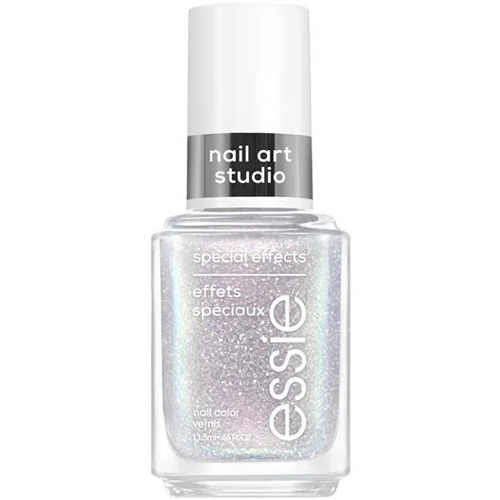Essie lustrous luxury - your nails are your canvas. decorate them with a holographic effect vegan nail polish with dimensional purple flip chrome. layer with other essie polishes for a nail art look.