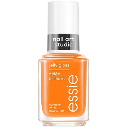 Essie apricot jelly - 120 - a deep orange jelly nail polish with black undertones; wear alone or layer with essie polishes for a deliciously juicy nail art look.