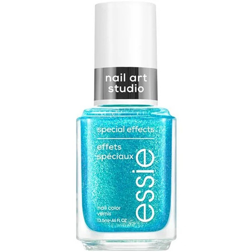 Essie frosted fantasy - 37 - there's no one right way to wear this jelly blue effect vegan nail polish with gold sparkling pixel pearls, only your way. layer with other essie polishes for a nail art look.