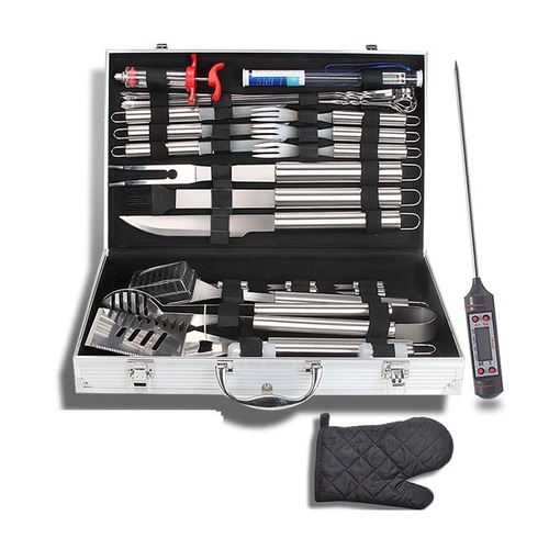 BBQ Grilling Tools Set 31 pcs - Outdoor Stainless Steel Barbeque BBQ Grilling Tools Set

full BBQ Grill Tools Set
Material: Stainless Steel
Easily Cleaned, Heat Resistance, Non-stick
Packing: aluminum case 31 pcs