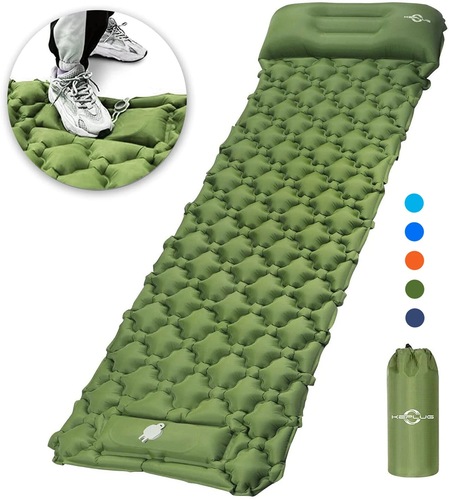 Inflatable Camping Sleeping Mat - Ultralight Inflatable Camping Sleeping Pad Mat with Built-in Foot Pump, Lightweight Compact Air Mattress Sleeping Mat