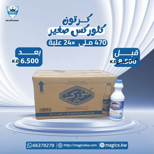 كرتون كلوركس صغير 24 حبه 470 ملي