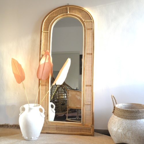 Rattan Arch Mirror Woven Webbibg - 80x185cm