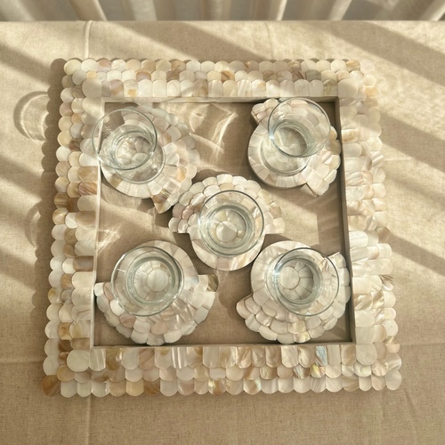 Casa Palma - mother of pearl set - صينية مع غطا اكريلك يستخدم ماعون