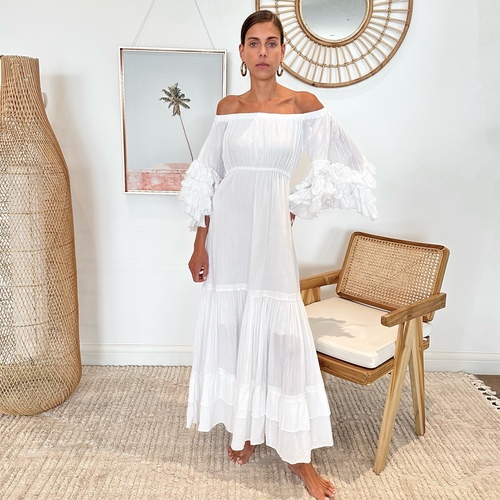 offshoulder white dress - Free size