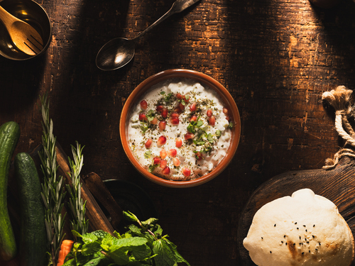 Laban Cucumber Salad - Lebanon Mountains Yougert Mixed with Mint And Cucumber.