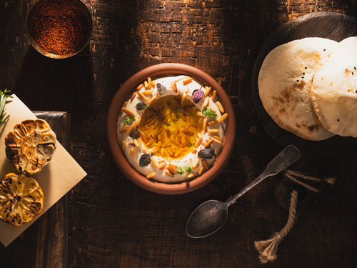 Hummus with Pine seeds - Hummus with Tahina &  Fried Pine.