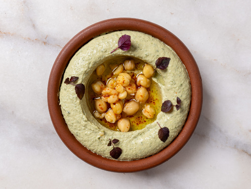 Mayar Restaurant - Hummus vegetables - One of the Most Popular Types of Hummus, Rich Flavoring with Wild Herbs.