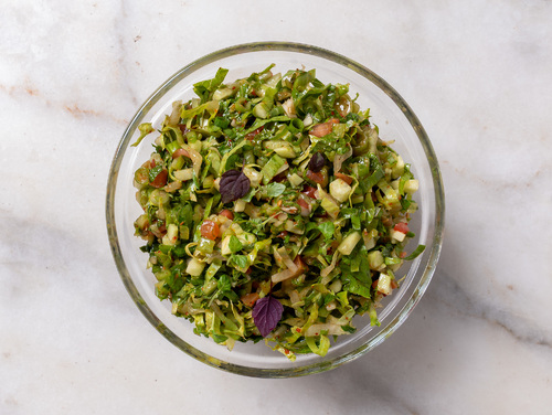 Armenian Salad - Rich Selection of Delicious small cut Vegetables  Mixed With Fresh of Lettuce, Tomatoes, Cucumber, Onion, Vinegar, And Olive Oil With Special dressing Of Mayar.