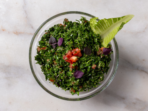 Mayar Restaurant - Tabbouleh - Bunche of Sliced Parsley With Soft Onions, Small Pieces of Tomatoes, with Bjurghul and Original Olive Oil & lemon juice