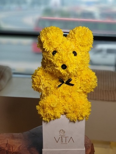 yellow bear - Black box contains a bear shape 
 H: 50  w : 20