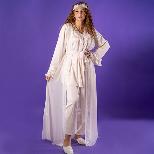 Lilac Fashion - 160331 - طقم ثلاث قطع مع روب شيفون