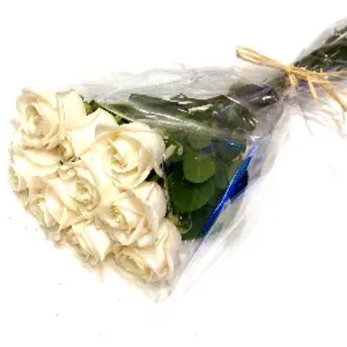 Collection White Gory Rose - Collection of white gory roses with cellophane