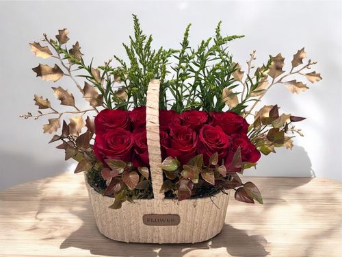 LOV 3 - Basket
  with a bunch of natural flowers