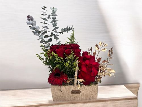 LOV 8 - Basket
  with a bunch of natural flowers