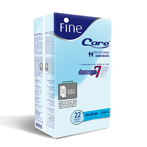 Fine Care Unisex Adult Briefs Medium 22 Pcs Derma Pro - Provides thin comfort and follows the contours of the body Wetness indicator shows when it is time for changing The double leakage barriers provide high ConfioFit leakage security Fast liquid absorption and a highly absorbent core provide lasting dryness Breathable and gentle to the skin Tear-away side seams for easy removal The Odor Neutralizer reduces the effect of ammonia odor Size: Medium (Waist 80-110 CM) Quantity: 22 pieces