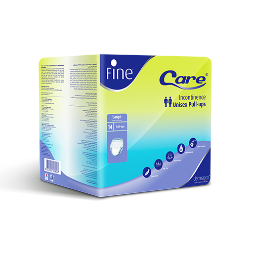 Fine Care Unisex Underwear Adult Diaper Large 14 Diapers - Provides thin comfort and follows the contours of the body Wetness indicator shows when it is time for changing The double leakage barriers provide high ConfioFit leakage security Fast liquid absorption and a highly absorbent core provide lasting dryness Breathable and gentle to the skin The Odor Neutralizer reduces the effect of ammonia odor Size: Large Quantity: 14 pieces