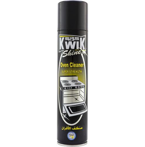 Al Sharhan Industries - KWIK Shine Oven Cleaner 300 ml - KWIK SHINE OVEN CLEANER  

    FEATURES (HIGHLIGHTS) Oven cleaner has been formulated with a self-scouring action

     that removes burnt on grease
  fast. 

    DIRECTIONS:
Shake well before use. 

    Spray oven from 15- 20   cm. 

    Wash off cleaner with warm water and rinse till clean.