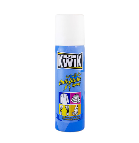 Al Sharhan Industries - KWIK Shot Anti-Static Classic 70 ml - Anti-Static Spray is a non-perfumed formula to eliminate static electricity that causes crackle and cling on all types of fabrics.
Removes and helps controls static electricity and prevents static buildup-  Recommended on Clothes and fabrics