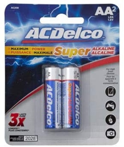 Al Sharhan Industries - AC Delco Alkaline AA-2PCS - Includes 2 AA alkaline batteries with 1.5V of long  lasting power that last up to 3 times longer than other batteries  Better performance with all devices than other batteries  Longer life: Energy saving without leakage when kept in a cool and dry
place   







No mercury Or cadmium, safe for home use and environmentally friendly.