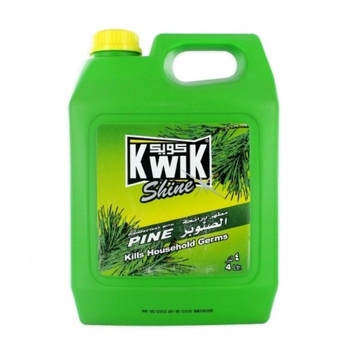 Al Sharhan Industries - Kwik Shine Disinfectant with Pine 4 Ltr - A general purpose disinfectant with Pine fragrance
Cleans and disinfects instantly
removing dirt and germs from floors, toilets, drains and
urinals