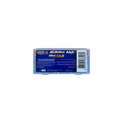 Al Sharhan Industries - AC Delco ULTRA-MAX Alkaline  AAA -10 Batteries - MORE POWER: ACDelco UltraMAX alkaline batteries deliver long lasting maximum power that is consistent and reliable 10-YEAR SHELF LIFE: ACDelco UltraMAX alkaline batteries are built to last with an impressive ten-year shelf life ENVIRONMENTAL IMPACT: Our 1.5-volt alkline batteries contain no mercury or cadmium, making them a smart choice for your family and for the environment