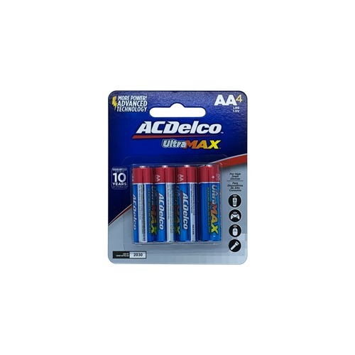 Al Sharhan Industries - AC Delco ULTRA-MAX Alkaline  AA - 4  Batteries - MORE POWER: ACDelco UltraMAX alkaline batteries deliver long lasting maximum power that is consistent and reliable 
 10-YEAR SHELF LIFE: ACDelco UltraMAX alkaline batteries are built to last with an impressive ten-year shelf life 
 ENVIRONMENTAL IMPACT: Our 1.5-volt alkline batteries contain no mercury or cadmium, making them a smart choice for your family and for the environment