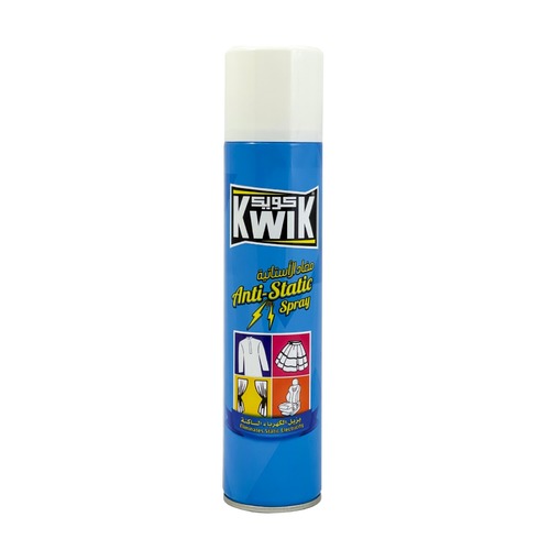 Al Sharhan Industries - KWIK Shot Anti-Static Classic 300 ml - Anti-Static Spray is a non-perfumed formula to eliminate static electricity that causes crackle and cling on all types of fabrics.
Removes and helps controls static electricity and prevents static buildup-  Recommended on Clothes and fabrics