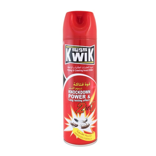 Al Sharhan Industries - KWIK INSECT KILLER (ALL PURPOSE) 400 ml - KWIK flying and crawling
insect killer with striking power that kills flies mosquitoes,cockroaches,ants
and other insects.